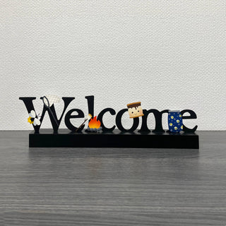 "Welcome" Magnetic Word w/ Wood Base, Home Decor