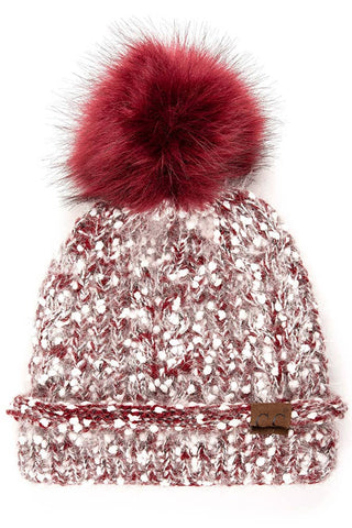 C.C Eyelash Confetti Yarn Knitted Pom Beanie