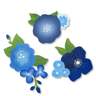 Flower Cluster Mini Art Pop S/3 - Blue, Spring Home Decor