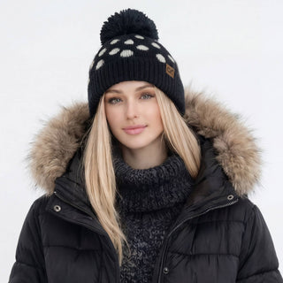 C.C Polka Dot Pattern Pom Beanie Winter Hat