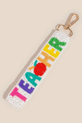 Apple Teacher Beaded Keychain