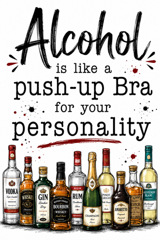 Alcohol Is Like a Push-Up Bra Funny Wine Kitchen Towel | Wine Lover Gift