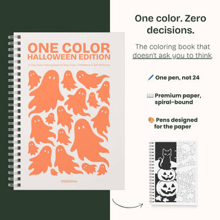 One Color Coloring Book - Halloween Edition with Free Marker