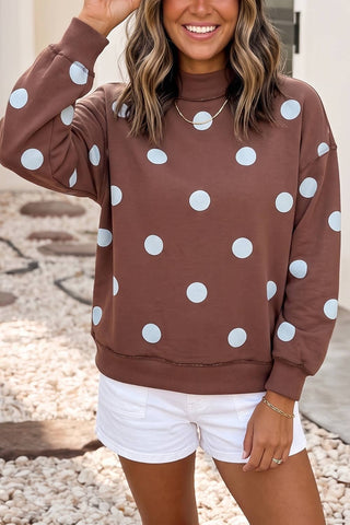 Good Day Polka Dot Reversible Mockneck Pullover Sweatshirt