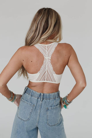 Ivory Seamless Lace Racerback Bralette