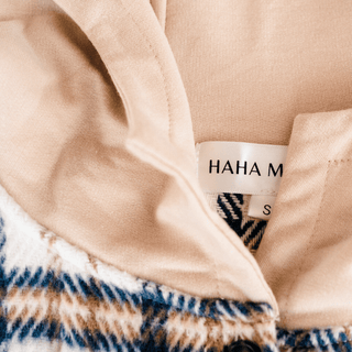 Cream & Navy Plaid Flannel - Adult