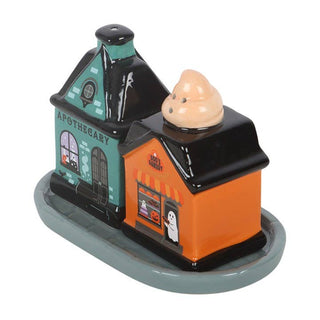 Spooky Street Halloween House Salt and Pepper Shakers