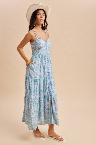 BORDER PRINT MAXI DRESS