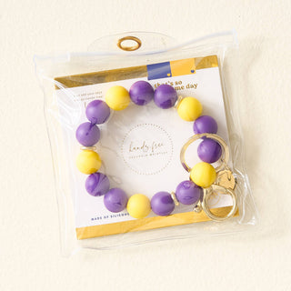 Game Day Hands-Free Keychain Wristlet - Purple + Yellow