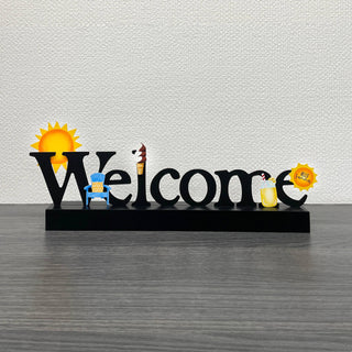 "Welcome" Magnetic Word w/ Wood Base, Home Decor