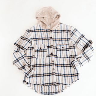 Cream & Navy Plaid Flannel - Adult
