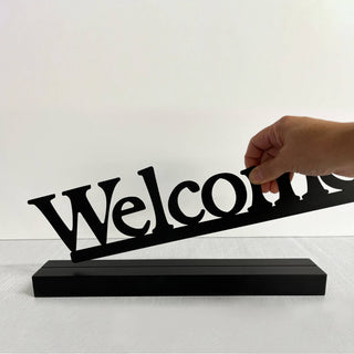 "Welcome" Magnetic Word w/ Wood Base, Home Decor