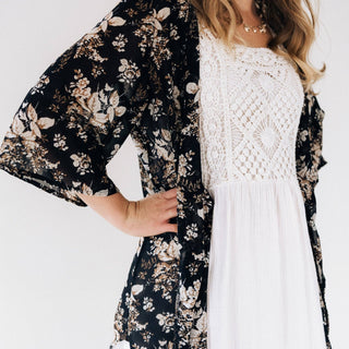 Black Floral Duster - Women