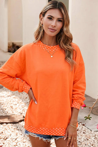 Polka Dot Mock Neck Sweatshirt