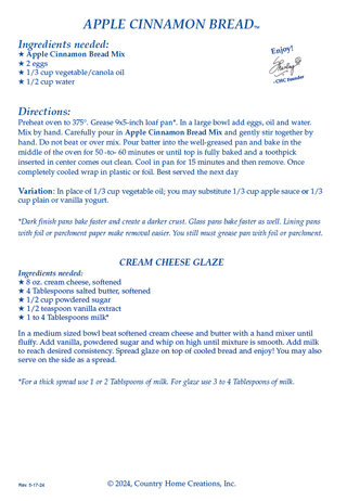 Apple Cinnamon Bread Mix