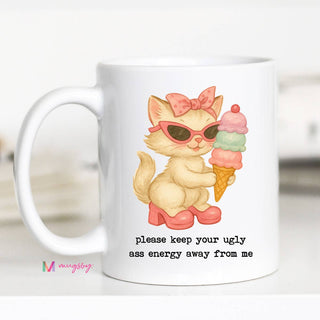 Keep Your Energy Away Funny Cat Mug Gift for Friends