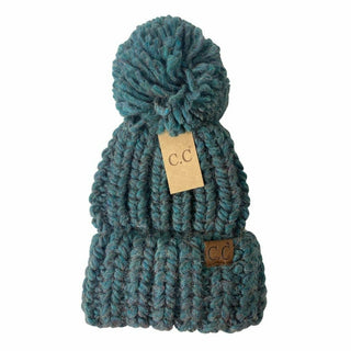 Chunky Knit Yarn Pom C.C Beanie