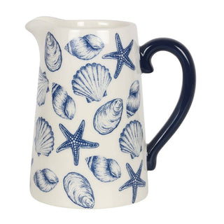 Nautical Seashell Ceramic Summer Flower Vase Jug