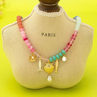 Nautical Multi-Color Beaded Charm Necklace