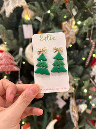 Christmas Tree Glitter Earrings Polyester Clay Holiday