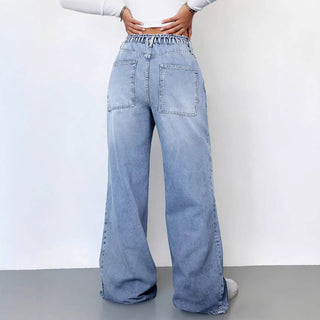 Vintage High Waist Wide Leg Washed Denim Jeans