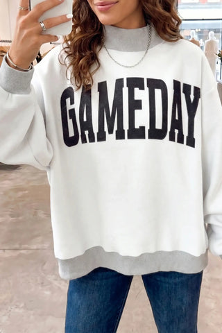 Game Day Football Graphic Sweatshirt Mock Neck