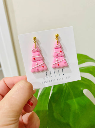 Handmade Christmas Tree Dangle Earrings Holiday Gift