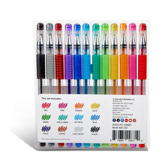 Gel Pens - Comfort Grip - 12 Glitter Colors