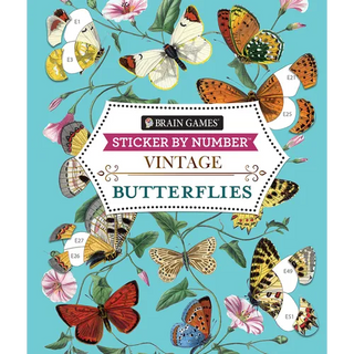 Brain Games - Sticker by Number - Vintage: Butterflies (28 Images to Sticker) - Paperback