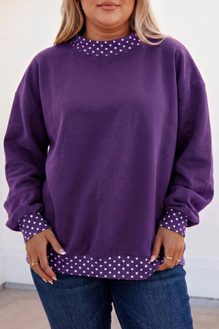 Polka Dot Mock Neck Sweatshirt