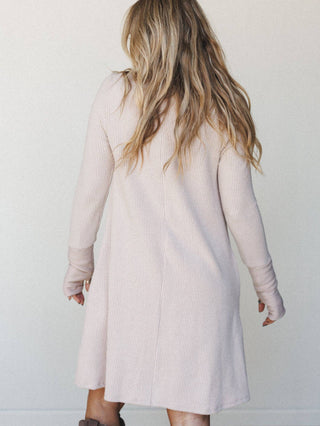 Jake Long Sleeve Ribbed Dress - Oat