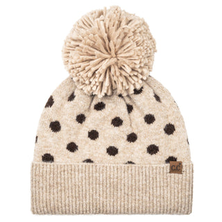C.C Polka Dot Pattern Pom Beanie Winter Hat
