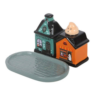 Spooky Street Halloween House Salt and Pepper Shakers