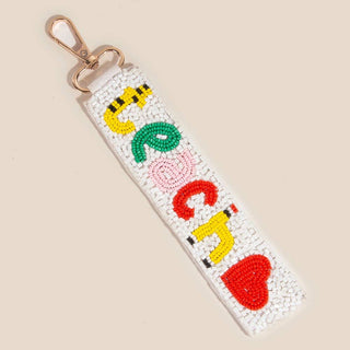 Teach And Heart Beaded Keychain