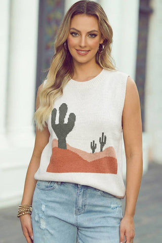 Cactus Western Oasis Loose Sweater Vest