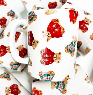 Christmas Bears Ceramic Coffee Mug, Christmas Mugs, Coquette