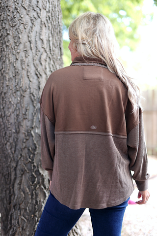 Ready or Not Waffle Quarter Zip - (Espresso)