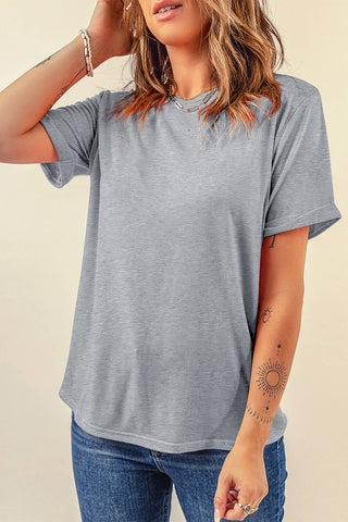 Casual Plain Crew Neck Tee