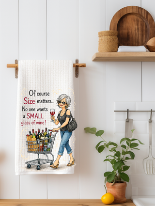 Of Course Size Matters Funny Wine Kitchen Towel | Wine Lover Gift