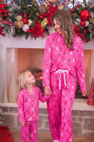 Pretty Pink Christmas Ruffle Pajama Set