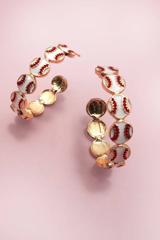 Gameday Football Baseball Hoop Earrings