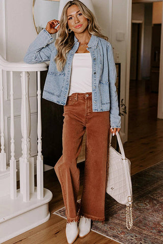 Scallop Trim Denim Jacket with Patched Pockets