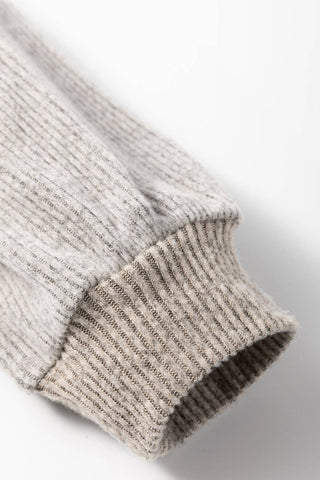 Ribbed Contrast Panel Loose Fit Long Sleeve Top