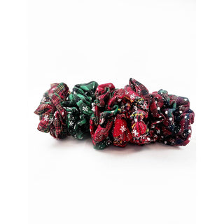 2 Pc Christmas Plaid Snowflake Detailed Scrunchies