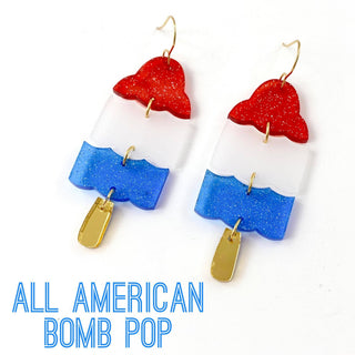 2.5" All American Bomb Pop Acrylics - Patriotic Earrings