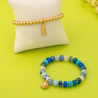 Nautical Blue Beaded Stretch Bracelet Set
