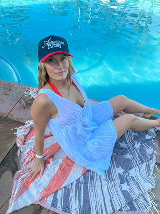 American Honey C.C Puff Embroidered Trucker Hat TCM0019