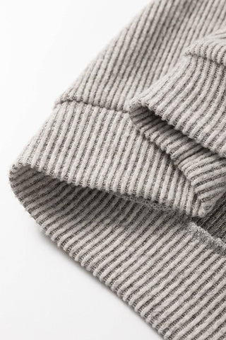 Ribbed Contrast Panel Loose Fit Long Sleeve Top