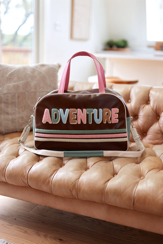 Duffle Bag- Adventure (Espresso/Cream/Sage/Pink)