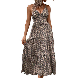 Hanging strap printed dress